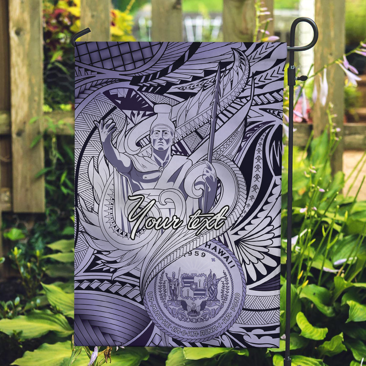 Personalised Aloha King Kamehameha Spirits Garden Flag Violet Special LT9 Garden Flag Violet - Polynesian Pride