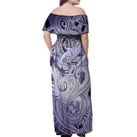 Personalised Aloha King Kamehameha Spirits Off Shoulder Maxi Dress Violet Special LT9 - Polynesian Pride