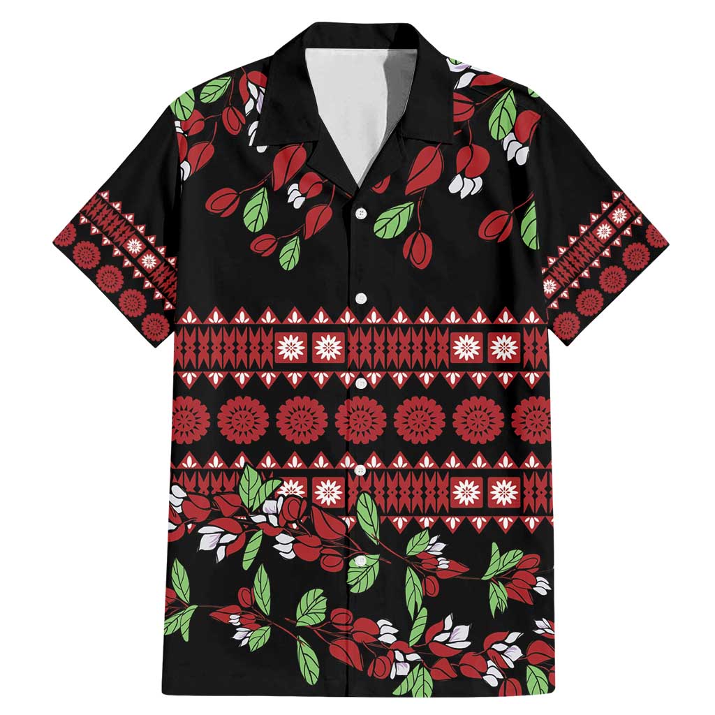 Fiji Masi Bula Tagimoucia Flowers Family Matching Mermaid Dress and Hawaiian Shirt LT9 Dad's Shirt - Short Sleeve Red - Polynesian Pride