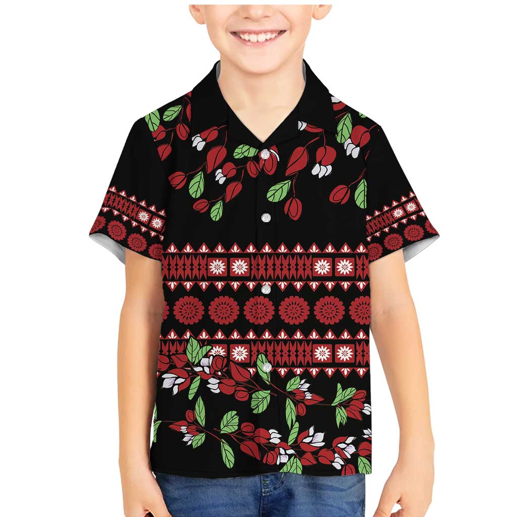 Fiji Masi Bula Tagimoucia Flowers Family Matching Mermaid Dress and Hawaiian Shirt LT9 Son's Shirt Red - Polynesian Pride