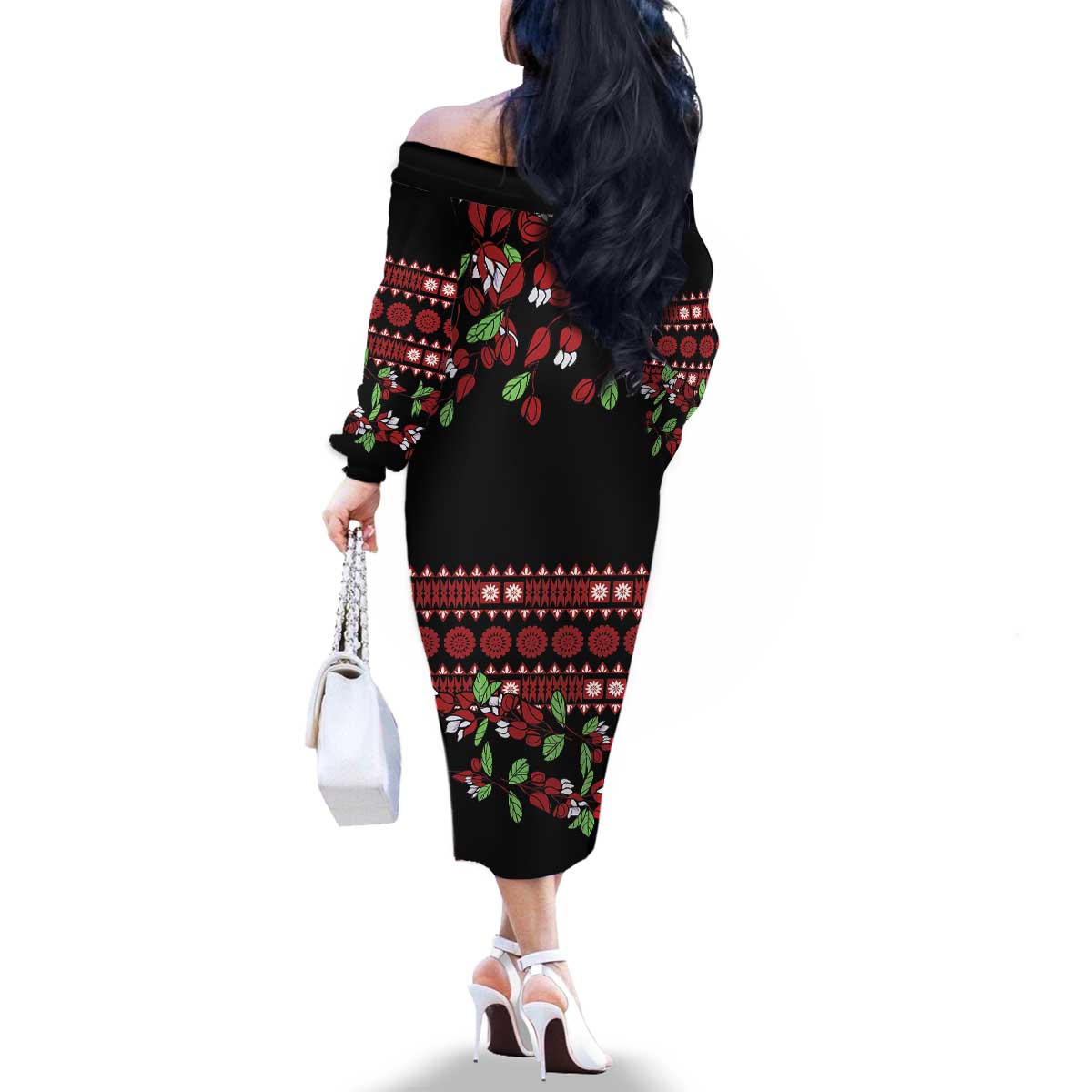 Fiji Masi Bula Tagimoucia Flowers Family Matching Off The Shoulder Long Sleeve Dress and Hawaiian Shirt LT9 - Polynesian Pride