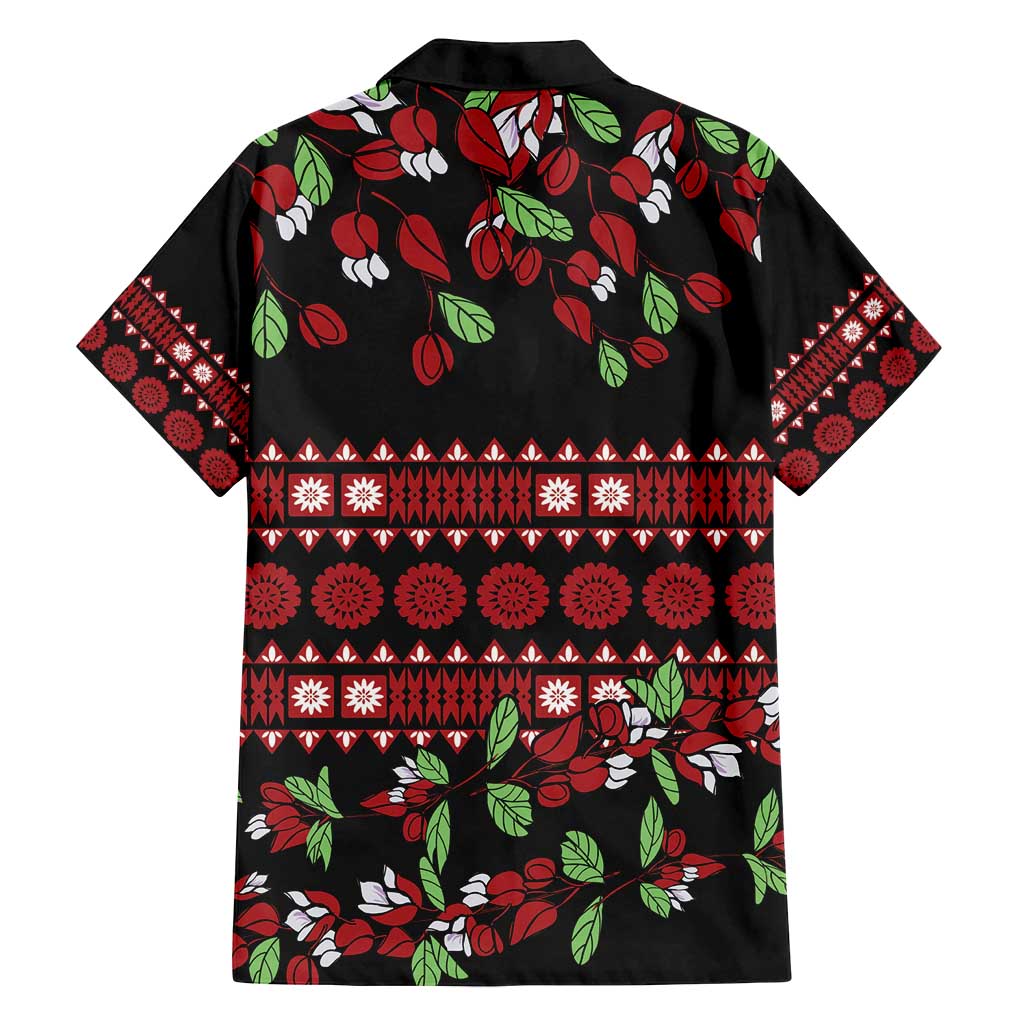 Fiji Masi Bula Tagimoucia Flowers Family Matching Off Shoulder Short Dress and Hawaiian Shirt LT9 - Polynesian Pride