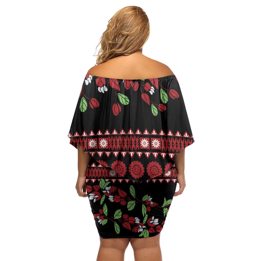 Fiji Masi Bula Tagimoucia Flowers Family Matching Off Shoulder Short Dress and Hawaiian Shirt LT9 - Polynesian Pride