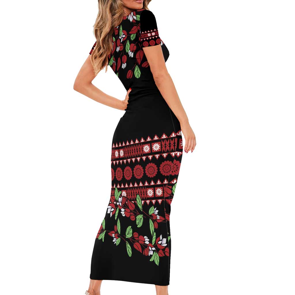 Fiji Masi Bula Tagimoucia Flowers Family Matching Short Sleeve Bodycon Dress and Hawaiian Shirt LT9 - Polynesian Pride