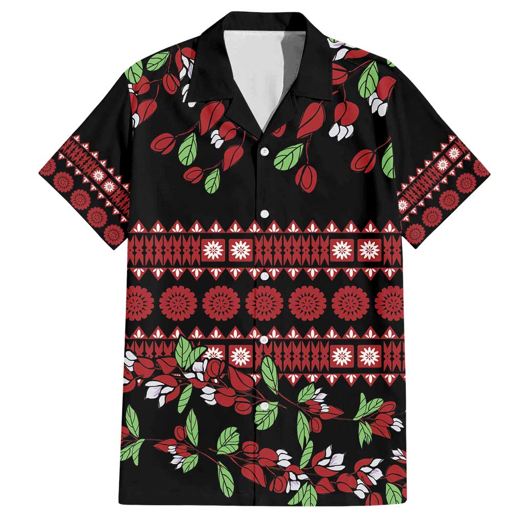 Fiji Masi Bula Tagimoucia Flowers Family Matching Tank Maxi Dress and Hawaiian Shirt LT9 Dad's Shirt - Short Sleeve Red - Polynesian Pride