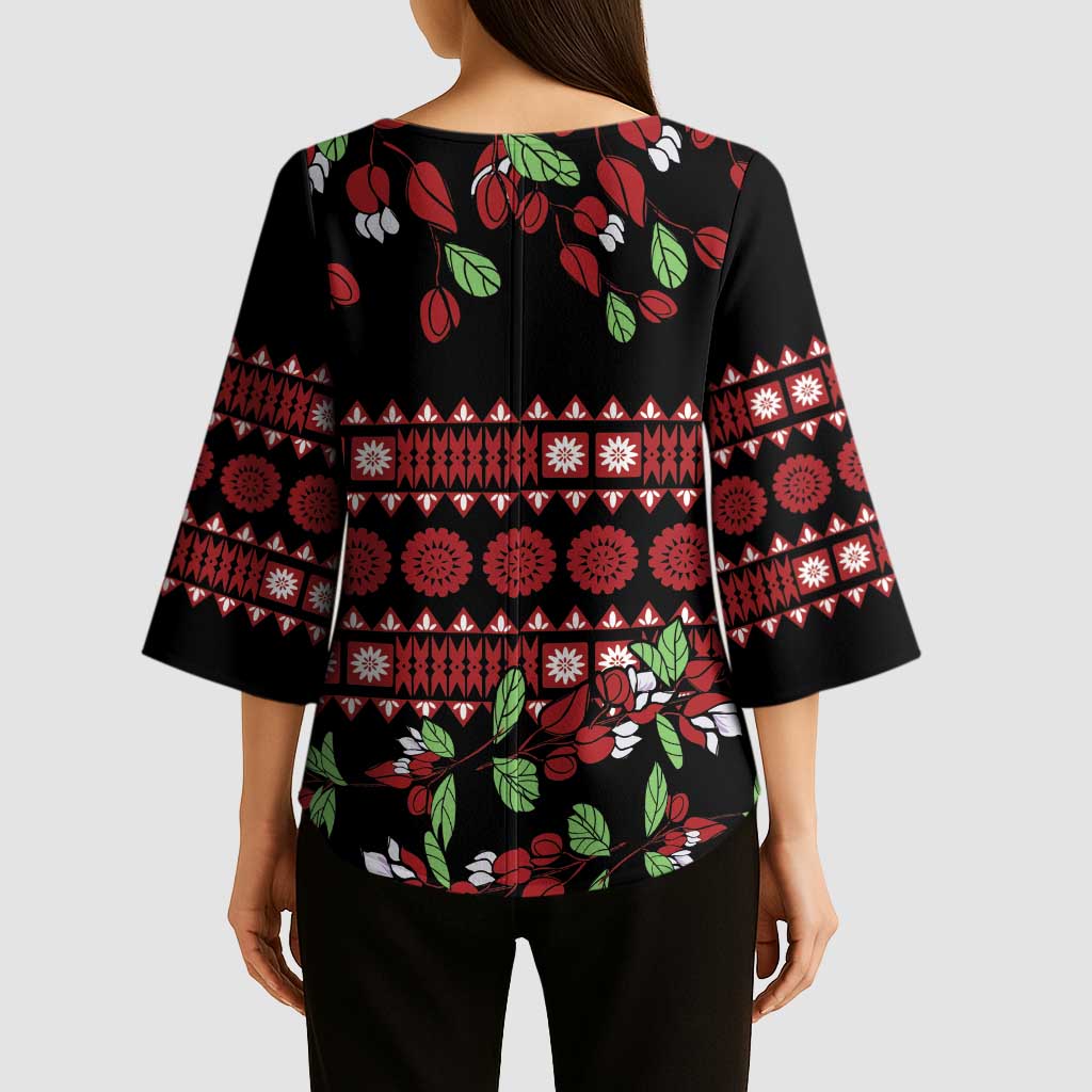 Fiji Masi Bula Tagimoucia Flowers Kimono Sleeve Blouse - Polynesian Pride