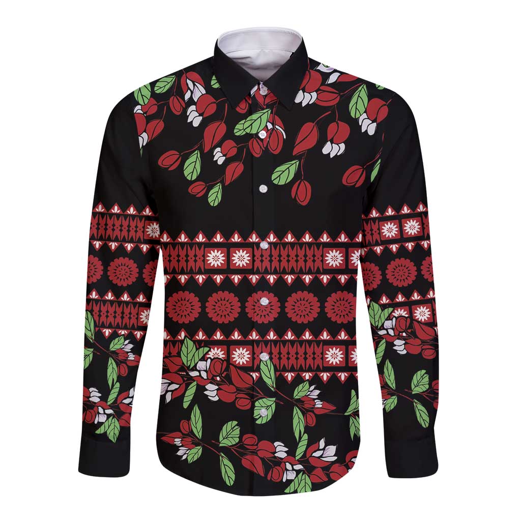 Fiji Masi Bula Tagimoucia Flowers Long Sleeve Button Shirt