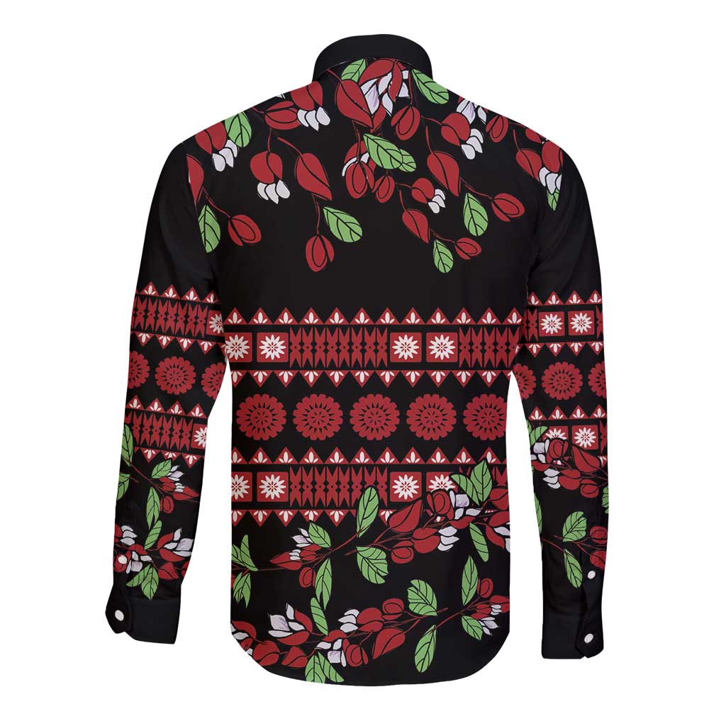 Fiji Masi Bula Tagimoucia Flowers Long Sleeve Button Shirt