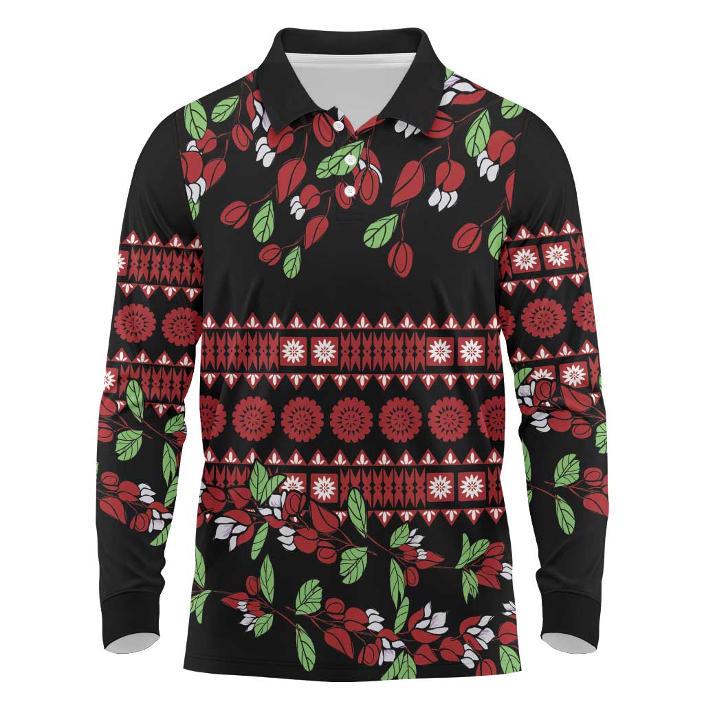 Fiji Masi Bula Tagimoucia Flowers Long Sleeve Polo Shirt