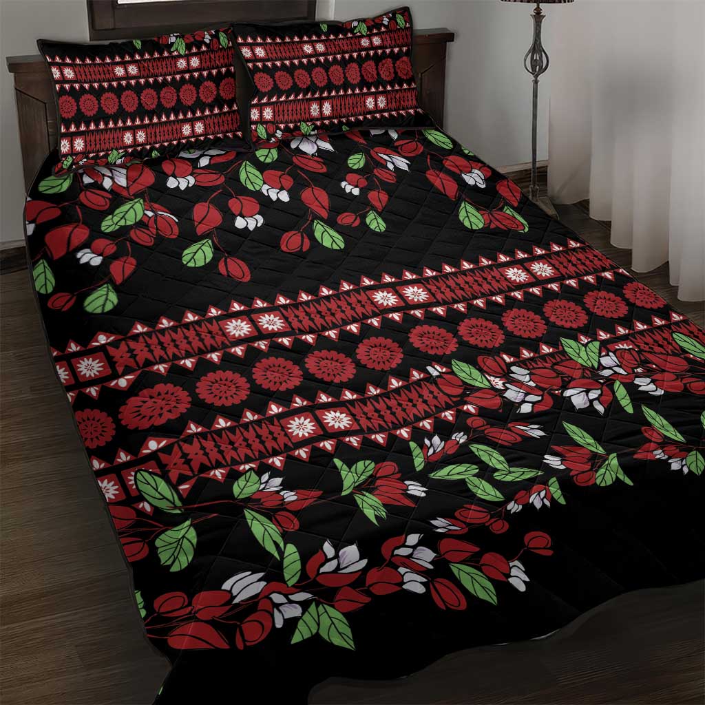 Fiji Masi Bula Tagimoucia Flowers Quilt Bed Set