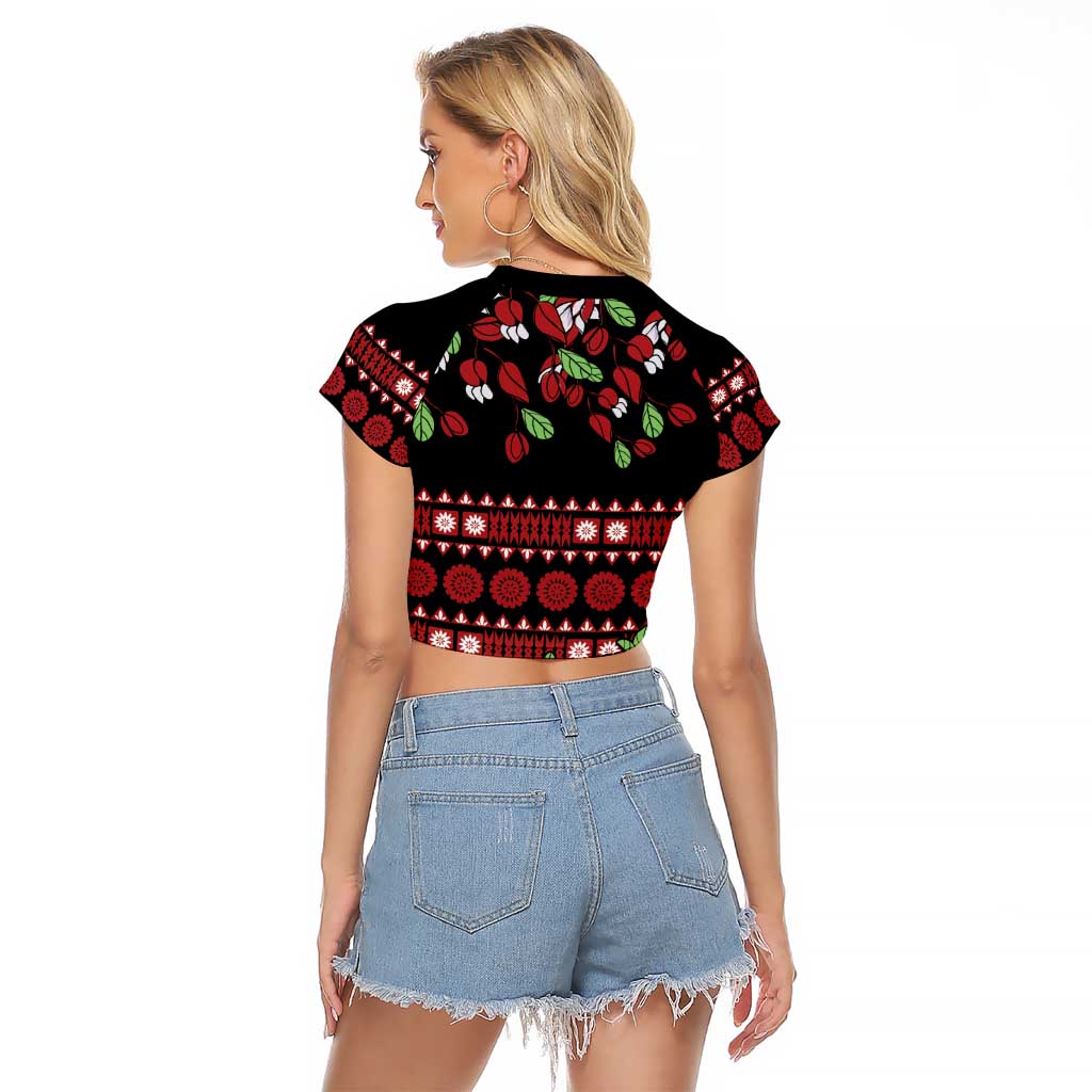 Fiji Masi Bula Tagimoucia Flowers Raglan Cropped T Shirt