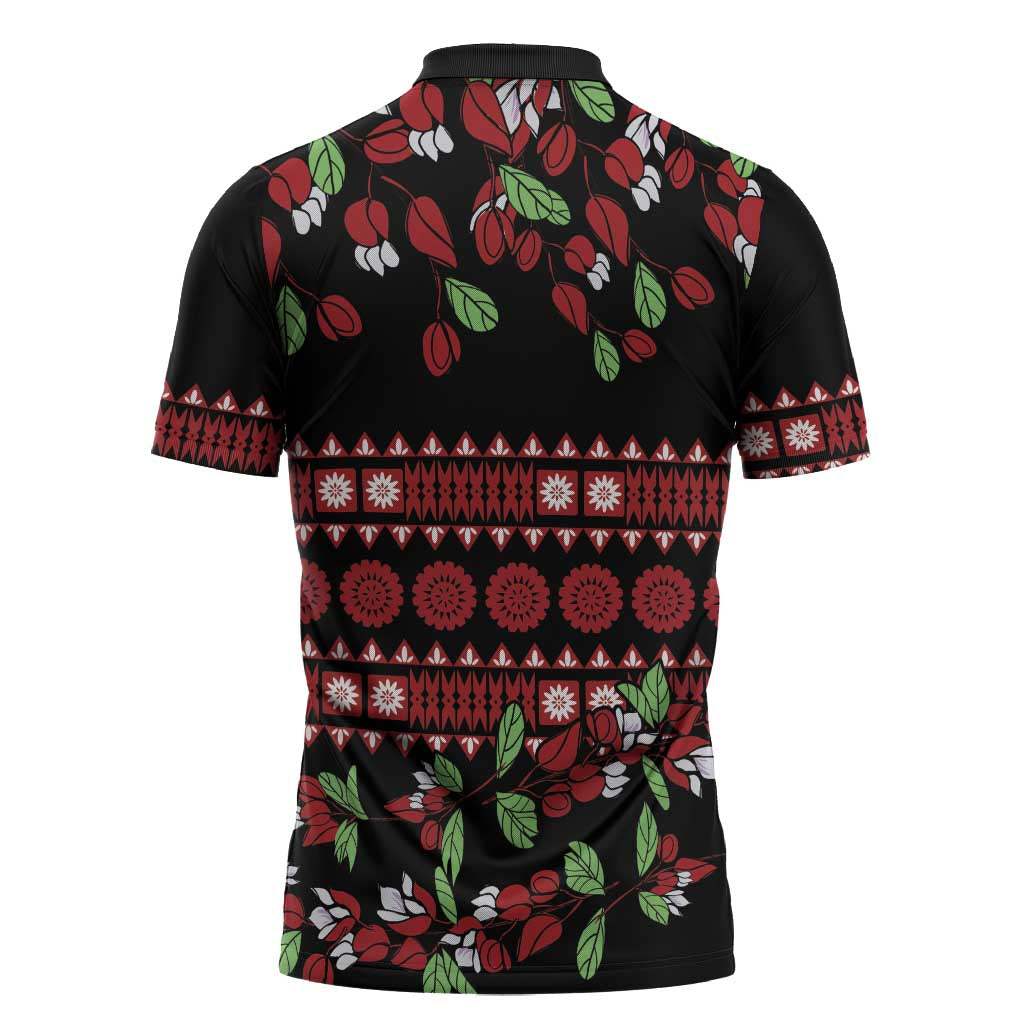 Fiji Masi Bula Tagimoucia Flowers Zipper Polo Shirt - Polynesian Pride