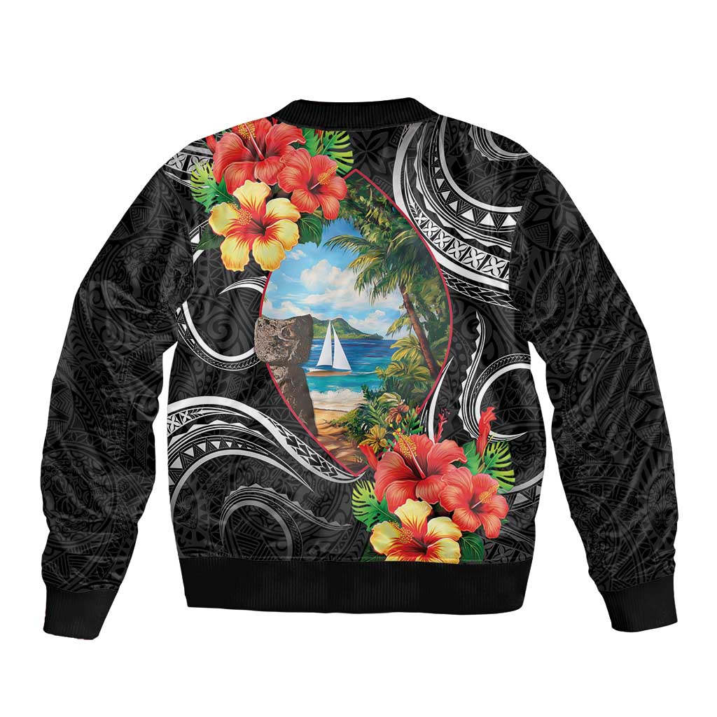 Hafa Adai Guam Bomber Jacket Guahan Seal Chamorro Stones Tribal