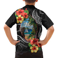 Hafa Adai Guam Family Matching Long Sleeve Bodycon Dress and Hawaiian Shirt Guahan Seal Chamorro Stones Tribal LT9 - Polynesian Pride