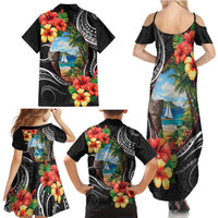 Hafa Adai Guam Family Matching Summer Maxi Dress and Hawaiian Shirt Guahan Seal Chamorro Stones Tribal