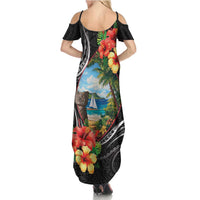 Hafa Adai Guam Family Matching Summer Maxi Dress and Hawaiian Shirt Guahan Seal Chamorro Stones Tribal