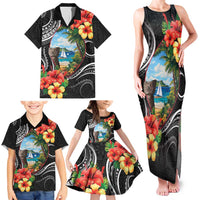 Hafa Adai Guam Family Matching Tank Maxi Dress and Hawaiian Shirt Guahan Seal Chamorro Stones Tribal LT9 - Polynesian Pride