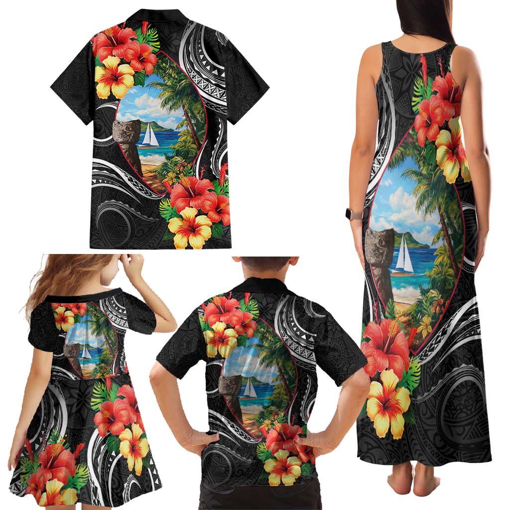 Hafa Adai Guam Family Matching Tank Maxi Dress and Hawaiian Shirt Guahan Seal Chamorro Stones Tribal LT9 - Polynesian Pride