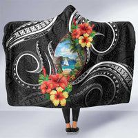 Hafa Adai Guam Hooded Blanket Guahan Seal Chamorro Stones Tribal LT9 One Size Black - Polynesian Pride