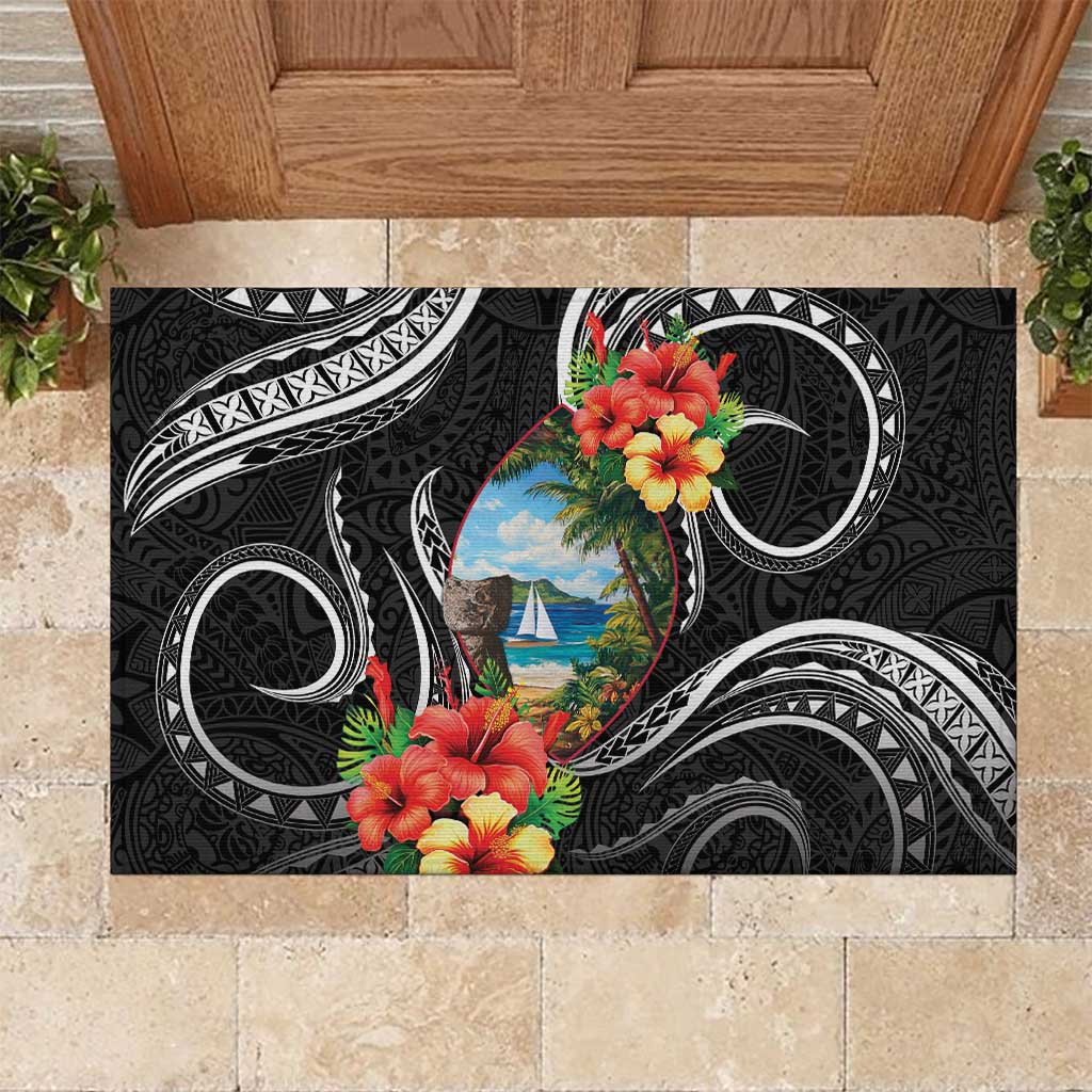 Hafa Adai Guam Rubber Doormat Guahan Seal Chamorro Stones Tribal