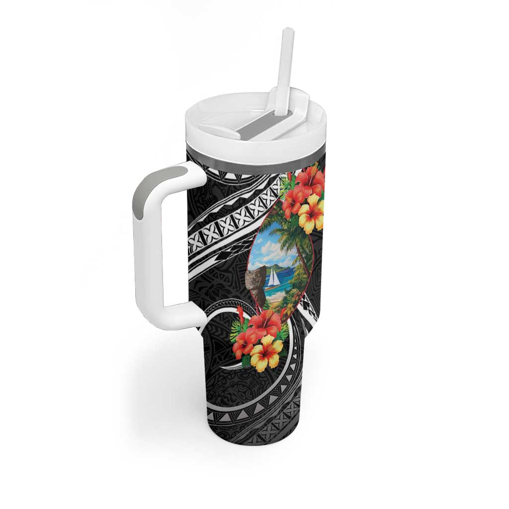 Hafa Adai Guam Tumbler With Handle Guahan Seal Chamorro Stones Tribal