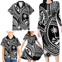 Hafa Adai Guam Inspired Tattoo Family Matching Long Sleeve Bodycon Dress and Hawaiian Shirt LT9 - Polynesian Pride