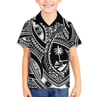 Hafa Adai Guam Inspired Tattoo Family Matching Long Sleeve Bodycon Dress and Hawaiian Shirt LT9 Son's Shirt Black - Polynesian Pride