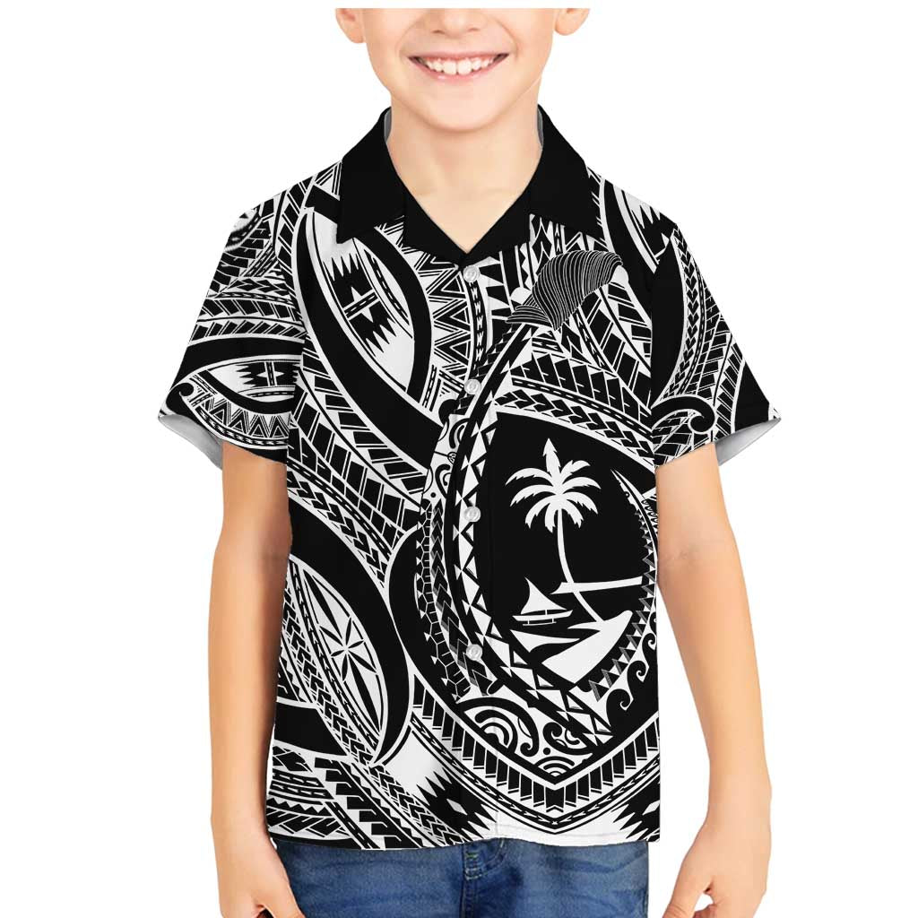 Hafa Adai Guam Inspired Tattoo Family Matching Mermaid Dress and Hawaiian Shirt LT9 Son's Shirt Black - Polynesian Pride