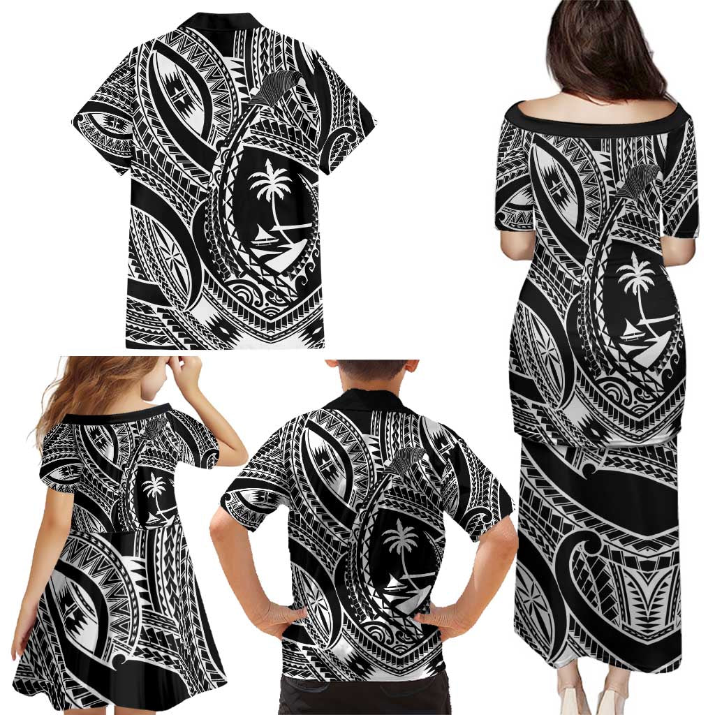 Hafa Adai Guam Inspired Tattoo Family Matching Puletasi and Hawaiian Shirt