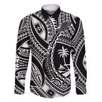 Hafa Adai Guam Inspired Tattoo Family Matching Short Sleeve Bodycon Dress and Hawaiian Shirt LT9 Dad's Shirt - Long Sleeve Black - Polynesian Pride