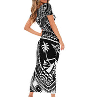 Hafa Adai Guam Inspired Tattoo Family Matching Short Sleeve Bodycon Dress and Hawaiian Shirt LT9 - Polynesian Pride