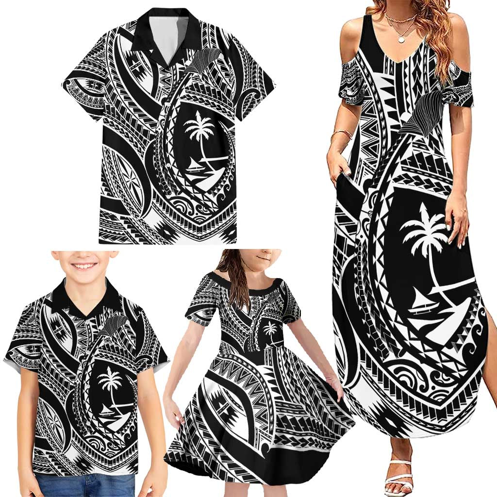 Hafa Adai Guam Inspired Tattoo Family Matching Summer Maxi Dress and Hawaiian Shirt