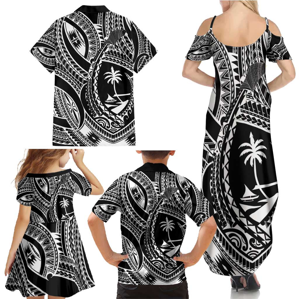 Hafa Adai Guam Inspired Tattoo Family Matching Summer Maxi Dress and Hawaiian Shirt