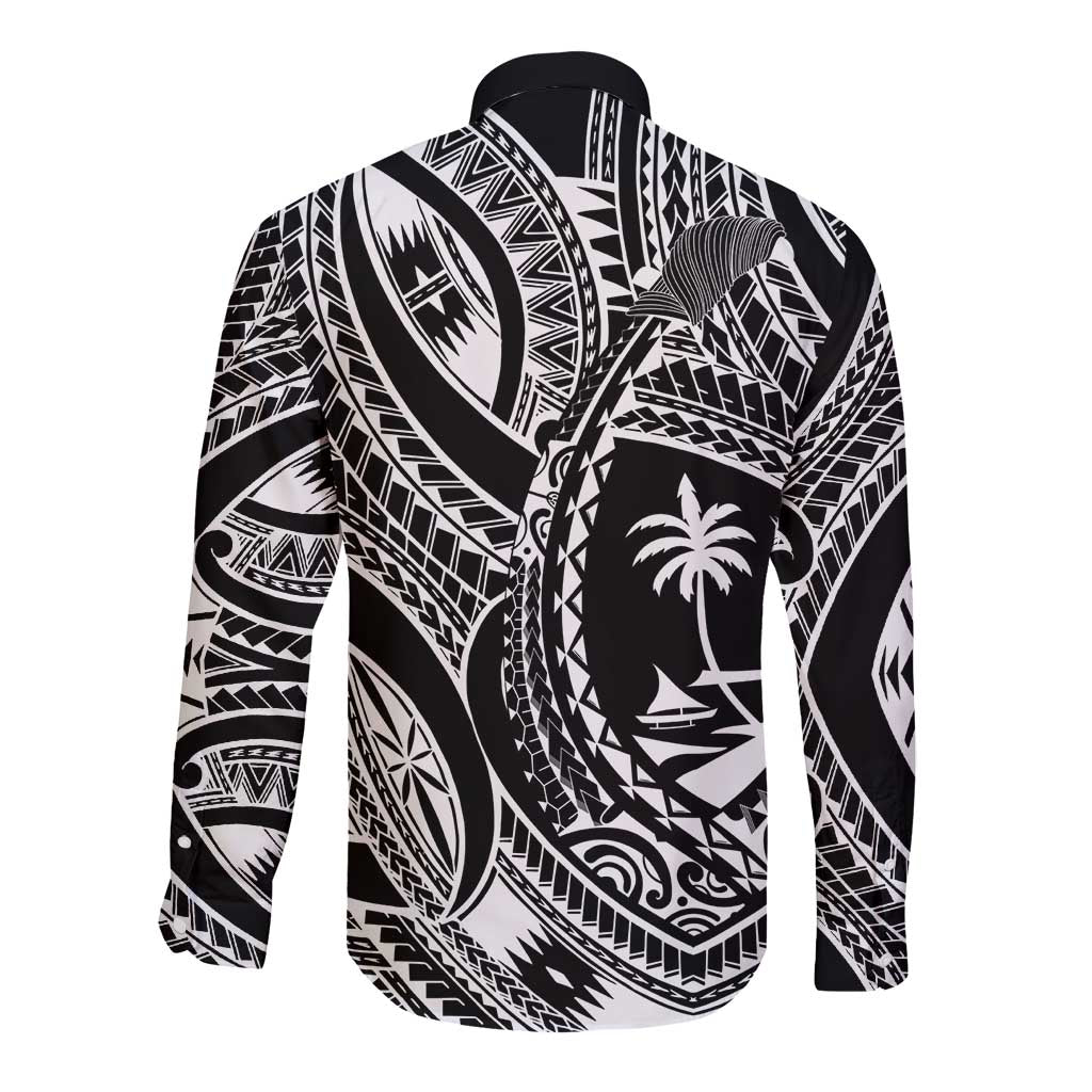 Hafa Adai Guam Inspired Tattoo Long Sleeve Button Shirt