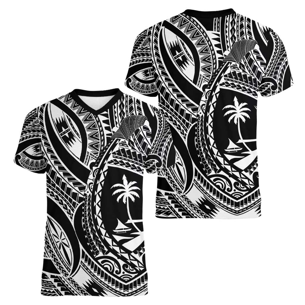 Hafa Adai Guam Inspired Tattoo Women V-Neck T-Shirt