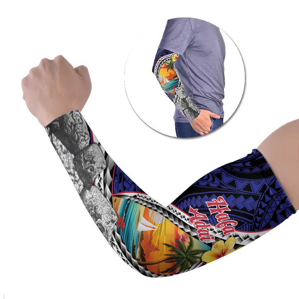 Hafa Adai Guam Seal Latte Stones Artwork Arm Sleeves - Polynesian Pride