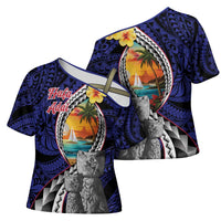 Hafa Adai Guam Seal Latte Stones Artwork Cross Shoulder Shirt - Polynesian Pride