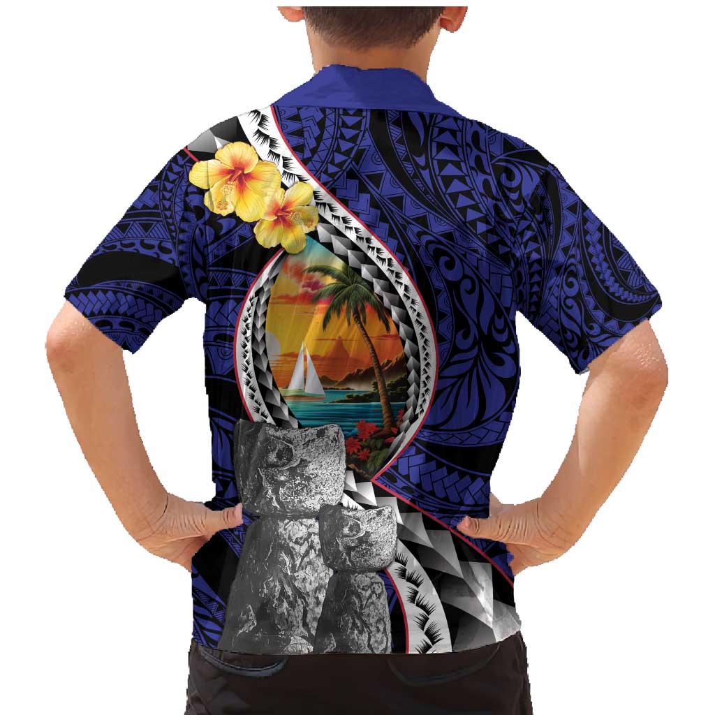 Hafa Adai Guam Seal Latte Stones Artwork Family Matching Mermaid Dress and Hawaiian Shirt LT9 - Polynesian Pride