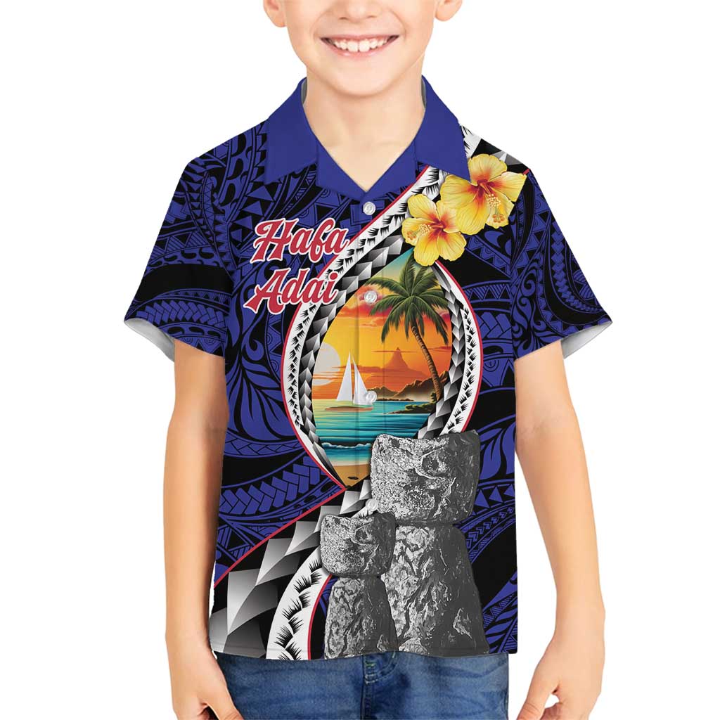 Hafa Adai Guam Seal Latte Stones Artwork Family Matching Off Shoulder Maxi Dress and Hawaiian Shirt