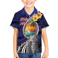 Hafa Adai Guam Seal Latte Stones Artwork Family Matching Off Shoulder Maxi Dress and Hawaiian Shirt