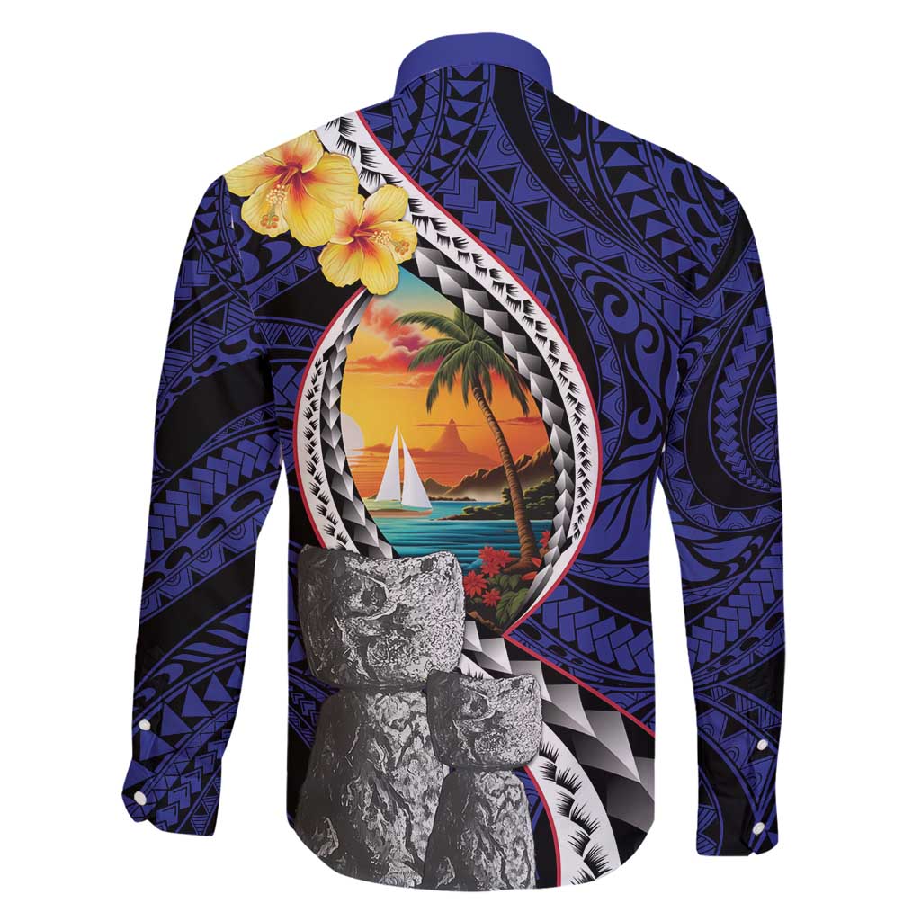 Hafa Adai Guam Seal Latte Stones Artwork Family Matching Off Shoulder Short Dress and Hawaiian Shirt