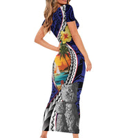 Hafa Adai Guam Seal Latte Stones Artwork Family Matching Short Sleeve Bodycon Dress and Hawaiian Shirt LT9 - Polynesian Pride