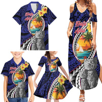 Hafa Adai Guam Seal Latte Stones Artwork Family Matching Summer Maxi Dress and Hawaiian Shirt