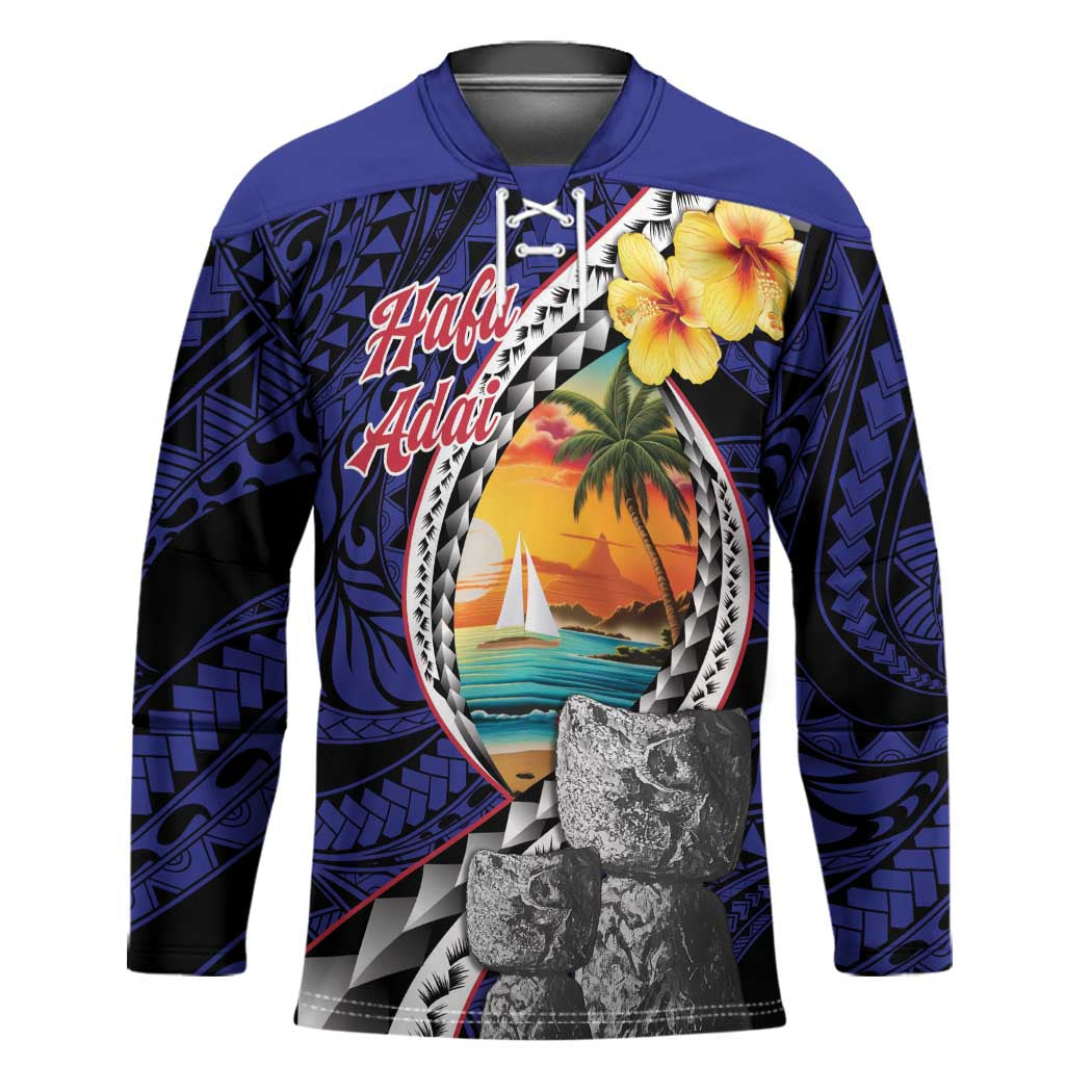 Hafa Adai Guam Seal Latte Stones Artwork Hockey Jersey - Polynesian Pride