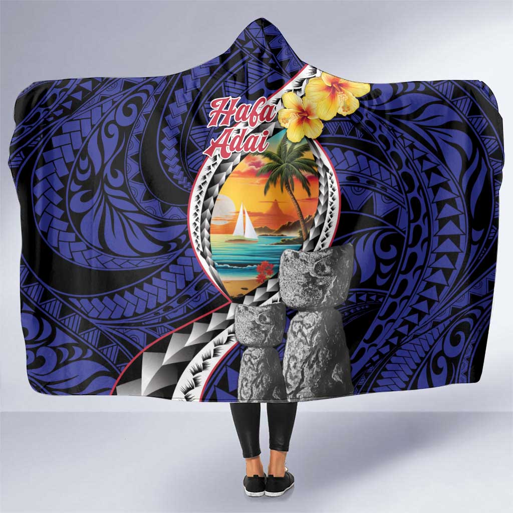 Hafa Adai Guam Seal Latte Stones Artwork Hooded Blanket