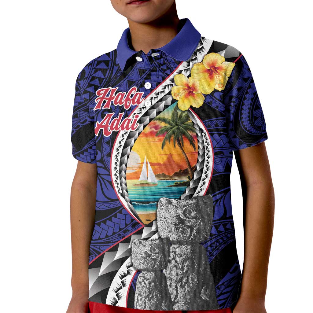 Hafa Adai Guam Seal Latte Stones Artwork Kid Polo Shirt