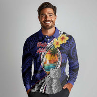 Hafa Adai Guam Seal Latte Stones Artwork Long Sleeve Polo Shirt