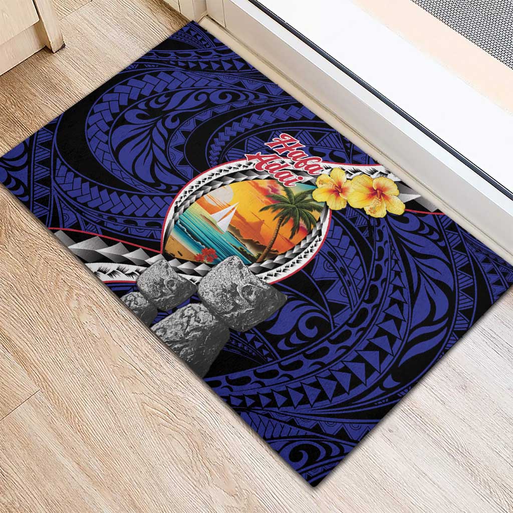 Hafa Adai Guam Seal Latte Stones Artwork Rubber Doormat