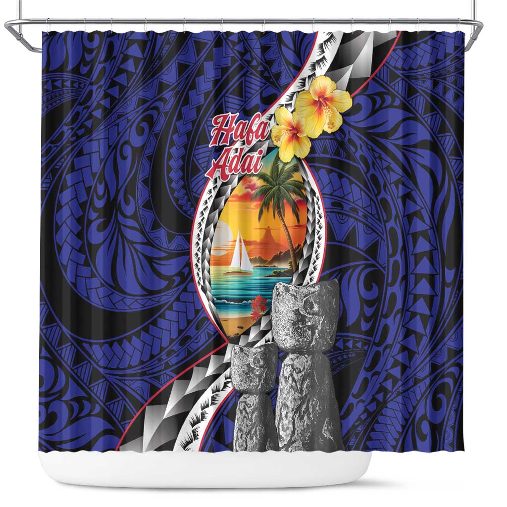Hafa Adai Guam Seal Latte Stones Artwork Shower Curtain