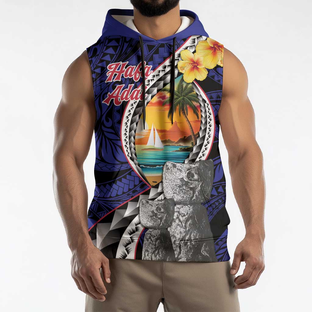 Hafa Adai Guam Seal Latte Stones Artwork Sleeveless Hoodie - Polynesian Pride